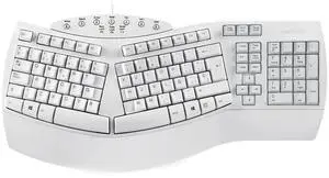Perixx PERIBOARD-512W ES USB Teclado Ergonomico - 19.09x9.29x1.97 Inches - Blanco - QWERTY Español, White