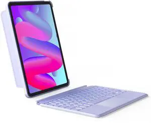Inateck for iPad Pro 11-inch(1st/2nd/3rd/4th Generation), Air 11" M3/M2, Air 6(M3/M2)/ 5/4 10.9 inch (2022/2020)- Detachable iPad Keyboard Case with 7-Color Backlight and Touchpad, KB04111 Purple