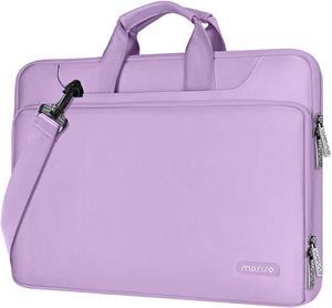 MOSISO 360 Protective Laptop Shoulder Bag Compatible with MacBook Air 15 inch M2 A2941 2023/Pro 16 inch M3 M2 M1 2023-2019, 15-15.6 inch Notebook,Matching Color Sleeve with Belt, Light Purple