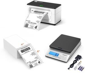 MUNBYN RealWriter 941 Shipping Label Printer 4x6 Label Printer for Shipping Packages+Thermal Direct Shipping Label (Pack of 500 4x6 Fan-Fold Labels)+Shipping Scale, Accurate 66lb/0.1oz Postal Scale