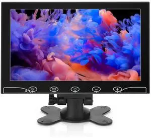 AISHICHEN 10.1 Inch Small Monitor, Raspberry Pi Screen Built-in Speakers, Mini Display 1024 x 600, 60 Hz, 5ms, IPS Screen Display w/Remote Control, HDMI VGA AV BNC Input, Computer Monitor