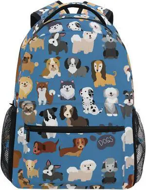 ALAZA Cute Doodle Dog Print Puppy Animal Large Backpack for Kids Boys Girls Student Personalized Laptop iPad Tablet Travel School Bag with Multiple Pockets