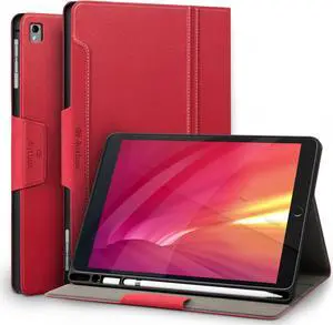 Antbox Case for iPad Air 2/iPad 6th/5th Generation(9.7'')/Pro 9.7''/Air 1 Vegan Leather Case with Pencil Holder Auto Sleep/Wake Function Smart Cover for iPad 9.7'' (Red)