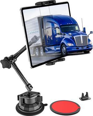Dosvsi Tablet Mount for Truck Dashboard, [Ultra Powerful Suction Cup] Heavy Duty Car Tablet Holder, Adjustable Metal Arm Semi Truck Windshield Dash Stand for iPad Pro 12.9 Air Mini, Tab, 4-13" Tablets