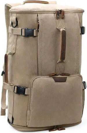 G-FAVOR 40L Travel Backpack, Vintage Canvas Rucksack Convertible Duffel Bag Carry On Backpack Fit for 17.3 Inch Laptop Bag