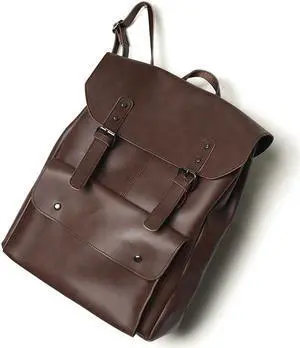 GUETES Leather Laptop Backpack, Women and Men Backpack Travel Business Work College Water Resistant Anti Theft Daypack Slim Large fits for 15.6 inch Notebook Computer bag, 01 Koffee