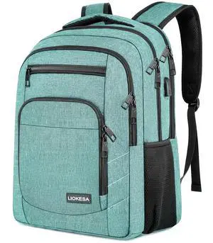 Liokesa Laptop Backpack for Men Women, School Backpacks for Boys Girls, Water Resistant Teal Backpack with USB Charging Port,15.6 Inch College Bookbag Daypack, Teal