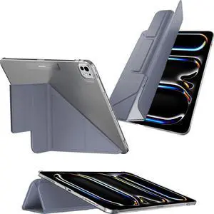 MAGEASY Case for iPad Pro 11" - Folio Case with Multi-fold, Multi-Angle Stand, Apple Pencil Holder, Stain-Resistant, Compatible with iPad Pro 11'' (2024, M4) - Facet | Alaskan Blue