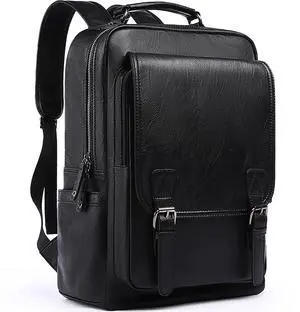 MATE ELAN Leather Travel Laptop Backpack For Men Fit 15.6" Waterproof Vintage Backpack Business Work Knapsack College Commute Hiking Black Backpacks