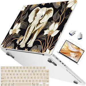 Mektron Ultra Thin Printed Case for MacBook Pro 16 inch 2024 M4 A3403 A3186 Fits 2023 2021 M3 A2991 M2 A2780 M1 A2485 Pro/Max, Protective Hard Shell with Fold Kickstand,Vibrant Elephant