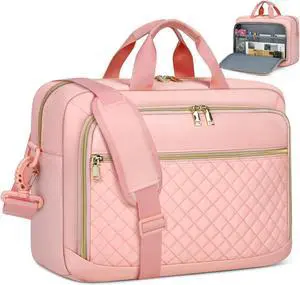 NEWHEY Laptop Bag 17.3 Inch Laptop Briefcase for Women Men Waterproof Shoulder Messenger Bag Large Computer Bag for Business Office Work College, Pink