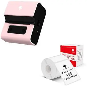 Phomemo Label Maker- M221 Label Maker Machine 3 Inch Bluetooth Thermal Barcode Printer for Small Business/Home Use, for Barcode, Address, Logo, Mailing, Stickers, Compatible with Phone & PC, Pink