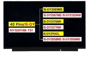 POBRIDA Screen Replacement NV156FHM-T01 for HP 15-DY2089MS 15-DY2067MS 15-DY2176NR 15-DY2177NR 15-DY2132WM 15-DY2058MS 15-DY2056MS 15-DY2751CL 15.6 Inches FHD 1920*1080 40 Pins Touch LCD Display Panel