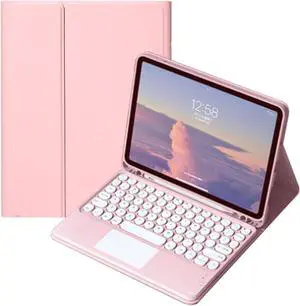 QYiiD Keyboard Case with Touchpad for iPad Pro 13-inch (M4) 2024, Smart Keyboard Folio Cover with Pencil Holder, Multi-Touch Trackpad, Detachable Keyboard for iPad Pro13 inch (2024), Pink