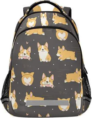 Corgi Dogs Backpack for Boys Girls Lightweight Bookbag with Chest Strap for Students Elementary School Laptop Daypack Rucksack for Teens Travel
