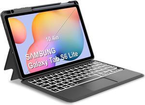 Touch Keyboard Case for Samsung Galaxy Tab S6 Lite (2024) 10.4" Android Tablet, 2022/2020 SM-P620/P619, 7 Colors Backlit, Magnetic Adsorption Separate Keyboard, Trackpad, Dark Gray, US English