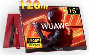 WUAWE 16" Portable Monitor, 1200P 120Hz 100% sRGBPortable Gaming Monitor with Built-in Stand, HDR andFreensync, Laptop, Pc, Switch and Ps5