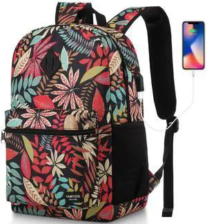 YAMTION Laptop Backpack Women,School Backpack Printing with USB Port for College Work Business Travel
