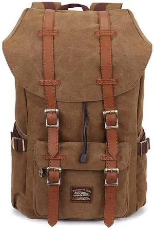 KAUKKO Laptop Backpack Travel Outdoor Weekend Bag Carry on Daypack Stylish and Durable Rucksack Hiking Backpack Fits 15.6"(5-1-brown)