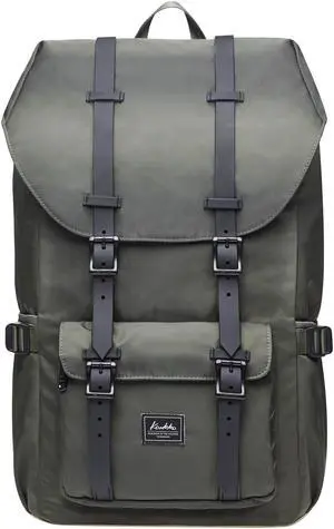 KAUKKO Travel Laptop Backpack Outdoor Rucksack Casual Backpack Fits 15.6"(Nylon Green)