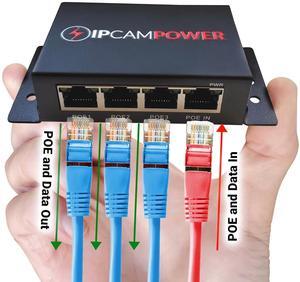 POE Powered 3 Port Switch & Network Cat5 Cat6 Midspan Cable Range Extender Pass Through Repeater for IP Cameras - Gigabit 10/100/1000