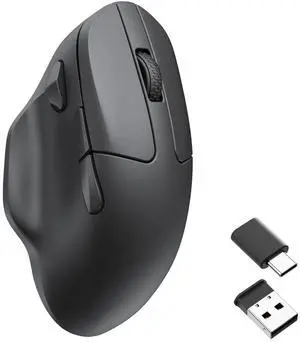 Keychron M7 Wireless Computer Mouse, 26K DPI Optical Computer Mouse, 2.4 GHz/Bluetooth/Wired with Macro Button 63g Lightweight Ergonomic, Up to 70 Hours Worktime for Laptop macOS/Windows - Black