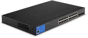 Linksys LGS328MPC 24 Port Gigabit Network PoE+ Switch @ 410W with 4 x 10G Uplink SFP+ Slots - Smart Managed Ethernet Switch Hub with Metal Casing, Desktop / Wall Mount