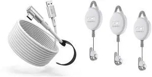 KIWI design 16FT Link Cable and 3 Packs VR Pulley System Compatible with Quest 2/3/1/Pro and Pico 4