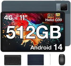 DOOGEE T40 VIP Android Tablet with Keyboard,20GB+512GB/2TB Expand,11 inch Tablet Helio G99 Octa-core,Android 14,IPS 1600x2560 Display,4G LTE Cellular