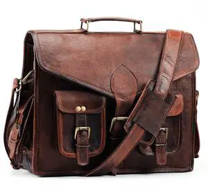 Handmade World Vintage Leather Laptop Messenger Bag For Men 'Opulent Companion' Computer Briefcase For Office Work Business (15 inch)