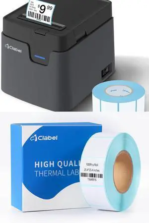 CLABEL 221D Thermal Label Printer with 1"x1" Thermal Sticker Label Paper