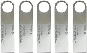 KeySmart 5 Pack 64GB USB Flash Drive - Bulk USB 3.0 with 64 GB Storage, Fits in Any Keychain and Compatible with Key Smart Original Key Organizer