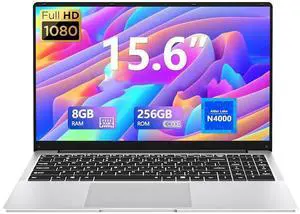 DUNHOO 15.6 inch Laptop, 8gb RAM Gaming Laptop with 256GB SSD, Traditional Laptops N4000, Netbook Computers Full HD 1920X1080 Display WiFi5 Mini-HDMI 180 Angle Opening laptops for Student Business