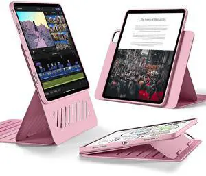 ESR for iPad Pro 12.9 Case (6th/5th Generation, 2022/2021), Removable Magnetic Cover, Adjustable Portrait/Landscape Stand with Raised Display View, 9 Standing Angles, Shift Series, Pink