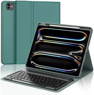 FARYODI Keyboard Case for iPad Pro 13 inch (M4, 2024), Magnetic Detachable Wireless Bluetooth Keyboard, Slim Folio Cover with Pencil Holder for New iPad Pro 13 inch, Auto Sleep/Wake, Green