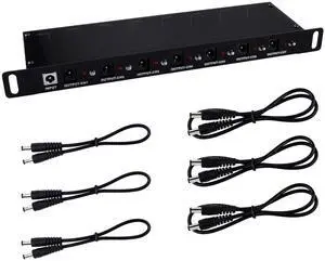 GeeekPi DC PDU Lite 7-CH 0.5U Rack-Mount Power Distribution Unit for DeskPi Rackmate T1/T0/T2 and 10 Inch Server Cabinet, 7 Outlets, with 3PCS 25cm DC5521 Cables and 3PCS 50cm DC5521 Cables