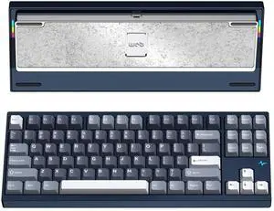 KEEBMONKEY WOBKEY Crush 80 Reboot CNC Aluminum 5-Second Quick-Release Triple-Mode Connectivity Mechanical Keyboard with Superior Acoustics (Pro Navy)