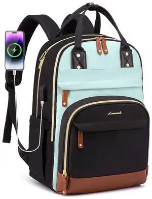 LOVEVOOK Backpack for Women,Laptop Backpack Women,Fits 15.6 Inch Laptop Bag,Fashion Travel Work Anti-theft Bag,Waterproof Business Computer College Teacher Backpack Purse Daypack, Black-Light Blue