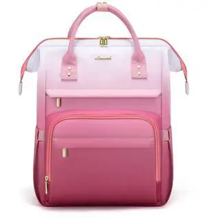 LOVEVOOK Gradient Laptop Backpack for Women,15.6 Inch Work Computer Bakcpack Purse Laptop Bag With Anti-Theft Pocket,Waterproof Carry on Teacher College Backpack for Travel,Pink-White