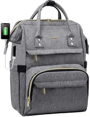 LOVEVOOK 17 inch Laptop Backpack Women, Large Travel Computer Back Pack with USB Charging Port, Anti Theft Backpack for Women Teacher Nurse Work, College Business, Austere Grey
