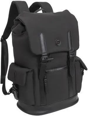 Joan & David 18 Inch Sport Nylon Backpack with Padded Laptop Sleeve (Black)
