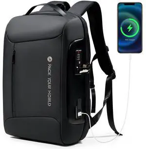 OIWAS Business Backpack for Men, Anti-Theft Backpack Fits 15.6 Inch Laptop, High Tech Backpack with USB Charging Port, Water Resistant Travel Laptop Backpack for Men and Women