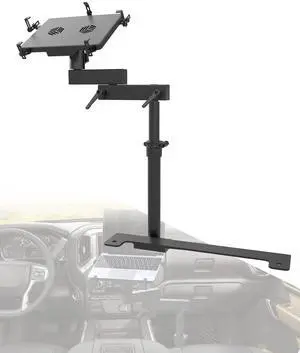 SPIRRELAB Truck Laptop Mount Fit for 19-25 Chevy Silverado, Tahoe, GMC Sierra, No-Drilling Vehicle Laptop Mount Built-in Cooling Fan Adjustable Truck Computer Stand