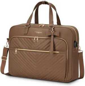 Taygeer Laptop Tote Bag for Women, Large Convertible Briefcase Backpack with USB Port, Waterproof Leather 17 inch Computer Work Bag, Professional Messenger Shoulder Handbag for Business Office, Brown