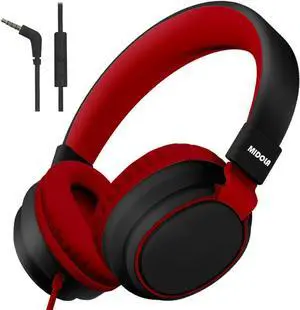 MIDOLA Volume Limited 85/110dB Kids Headphone Over-Ear/On-Ear Foldable Sound Noise Protection Headset with Inline AUX 3.5mm Cord w/Mic for Child School Cellphone Pad PC Notebook Black