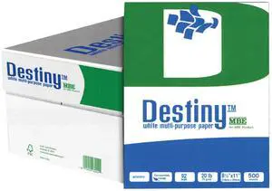 Destiny Multi-Use Printer & Copy Paper, 10 Reams, White, Letter (8.5" x 11"), 5000 Sheets Per Case, 20 Lb, 92 Brightness Destiny Multi-Use Printer & Copy Paper, 10 Reams, White, Letter (8.5" x 11"), 5000 Sheets Per Case, 20 Lb, 92 Brightness