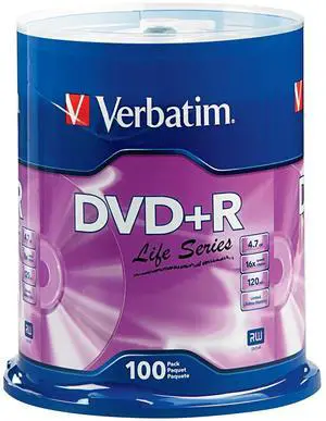 Verbatim® Life Series DVD+R Spindle, Pack Of 100 Verbatim® Life Series DVD+R Spindle, Pack Of 100