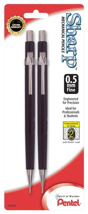 Pentel® Automatic Sharp Mechanical Pencils, 0.5 mm, Black, Pack Of 2 Pentel® Automatic Sharp Mechanical Pencils, 0.5 mm, Black, Pack Of 2