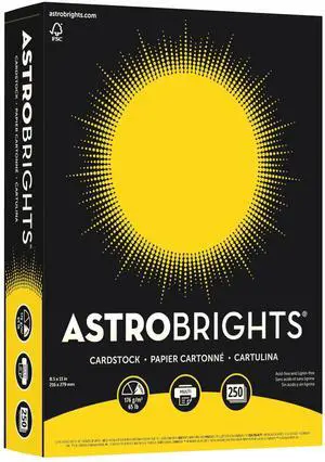 Astrobrights(R) Cover Stock, 8 1/2in. x 11in., 65 Lb, Solar Yellow, Pack Of 250 Sheets, 21738 Astrobrights(R) Cover Stock, 8 1/2in. x 11in., 65 Lb, Solar Yellow, Pack Of 250 Sheets, 21738