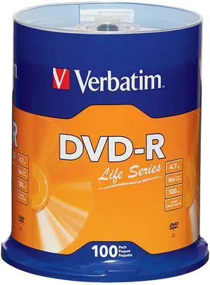 Verbatim® Life Series DVD-R Disc Spindle, Pack Of 100 Verbatim® Life Series DVD-R Disc Spindle, Pack Of 100